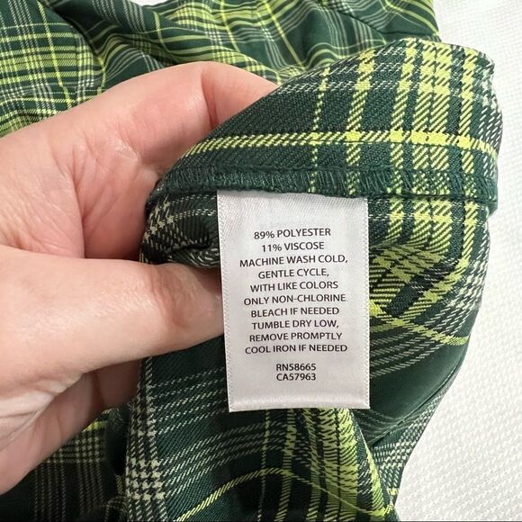 BP Green Yellow Plaid Academia Preppy‎ Puff Sleeve Mini Dress - Picture 6 of 9